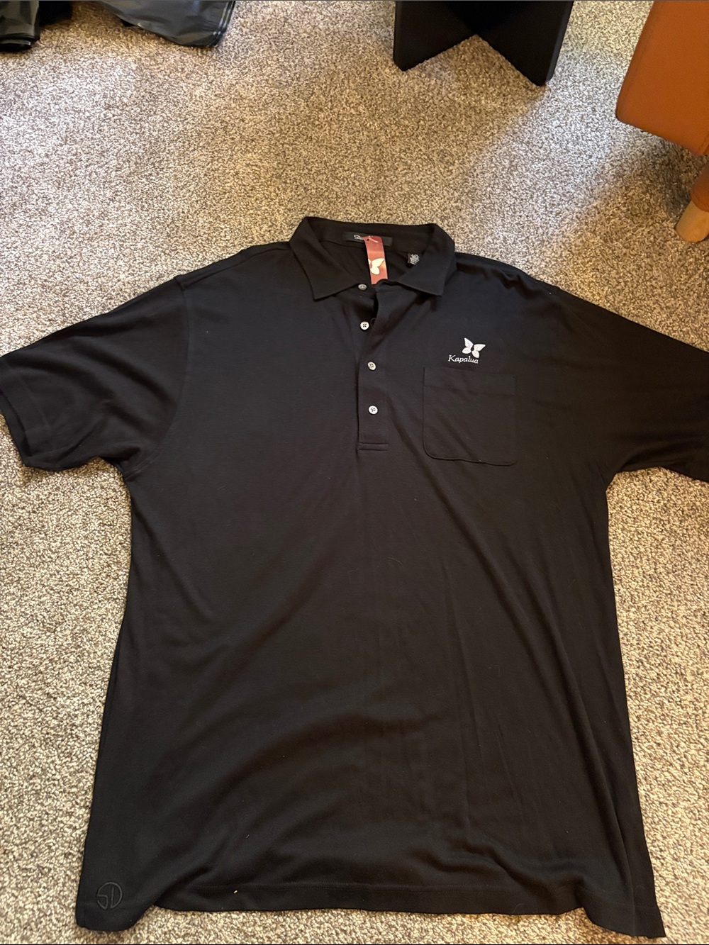 NWT Straight Down Kapalua Black Short-Sleeve Polo with Chest Pocket